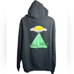 NWT Full Send Unisex Black “Full Send Alien Frens” Graphic Hoodie - Size Large